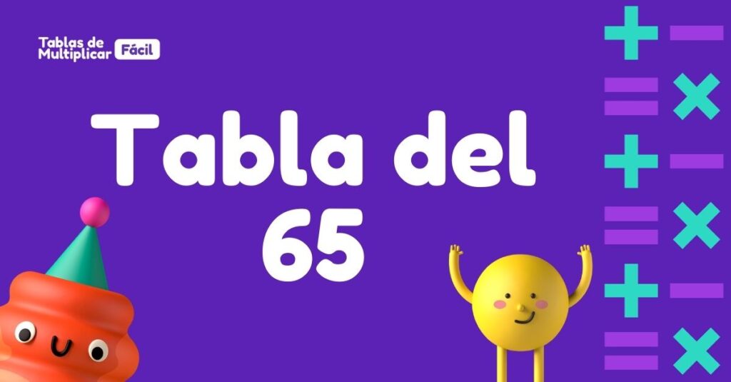 Tabla de multiplicar del 65 para niños